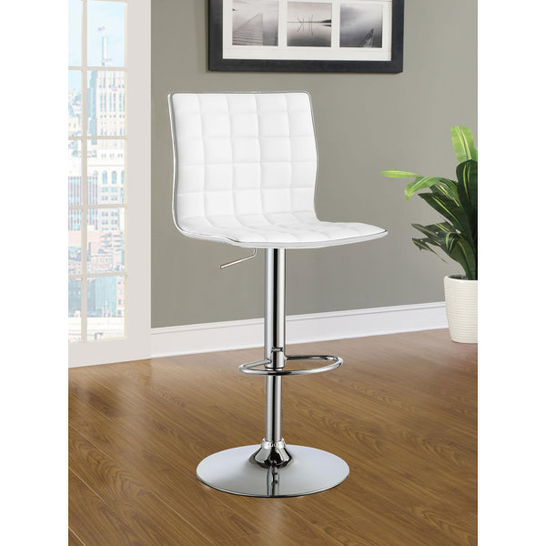 Brayden Studio® Upholstered Adjustable Bar Stool White (Set of 2) Wayfair